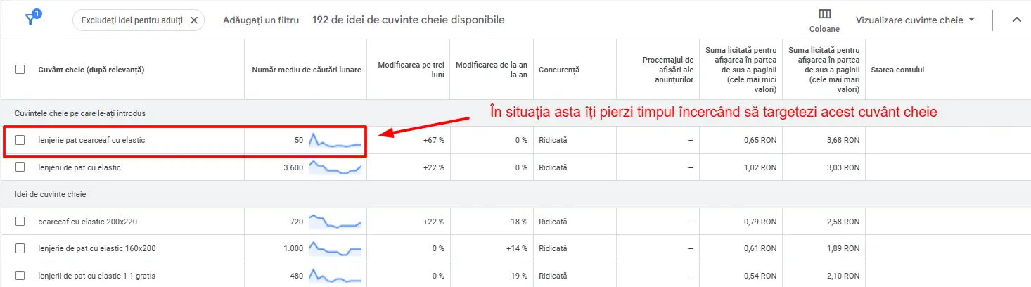 Ce cuvinte cheie să nu alegi